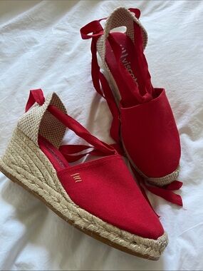 Viscata Sagaro Canvas Espadrille Platform Wedges‎ raspberry Red Size 40 US 9-9.5